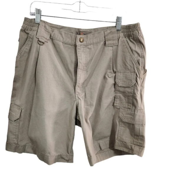 5.11 Tactical khaki cargo shorts utility outdoor gorpcore elastic waist size 38 - Picture 1 of 12